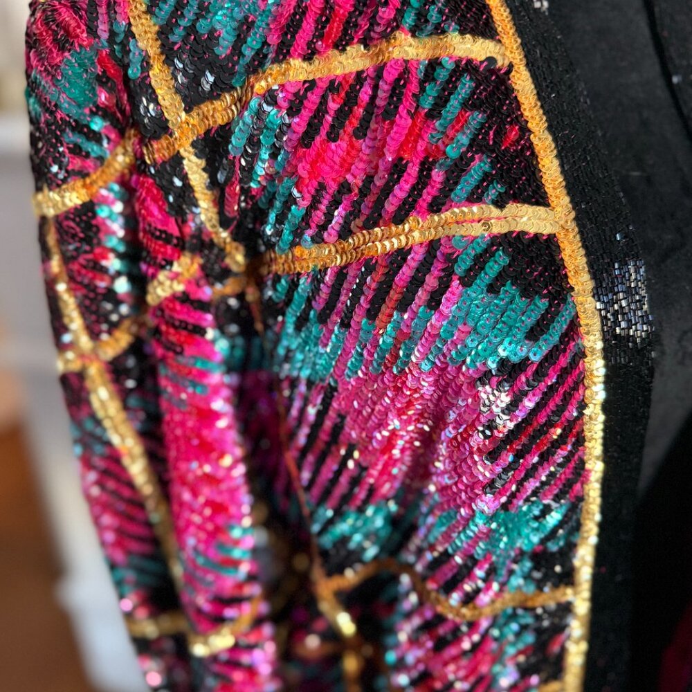 Stunning Vintage Sequin Plaid Jacket by Niteline – Party Glam
